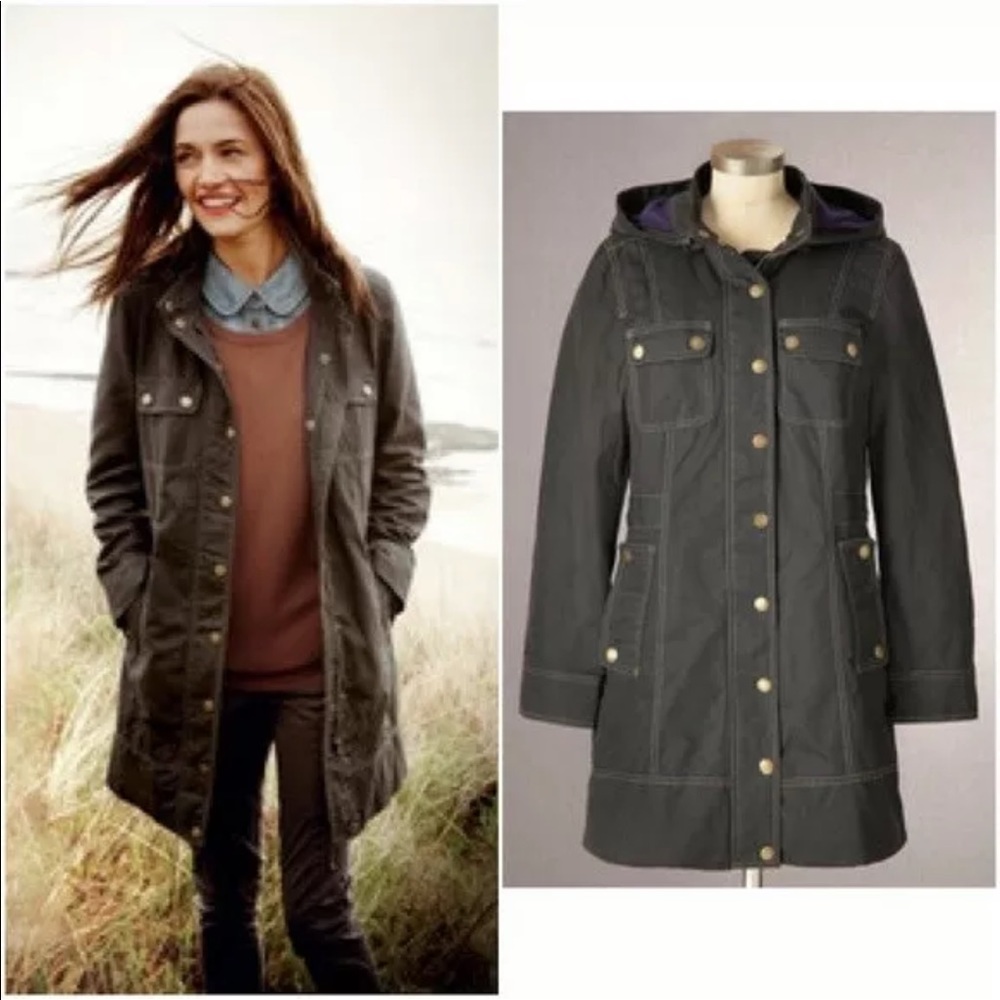 Boden waxed parka blue/grey us10
